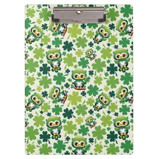 Baby Uil Schattig St Patrick Cartoon Klembord (Voorkant)