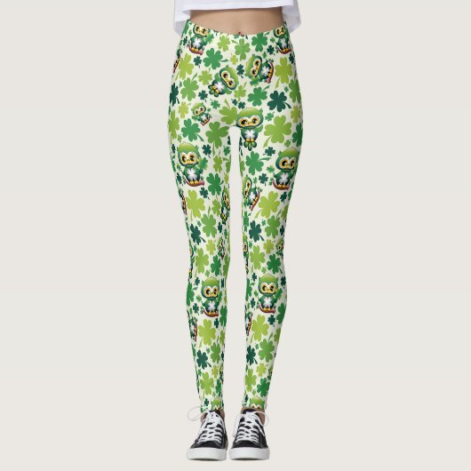 Baby Uil Schattig St Patrick Cartoon Leggings (Voorkant)