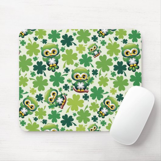 Baby Uil Schattig St Patrick Cartoon Muismat (Met muis)