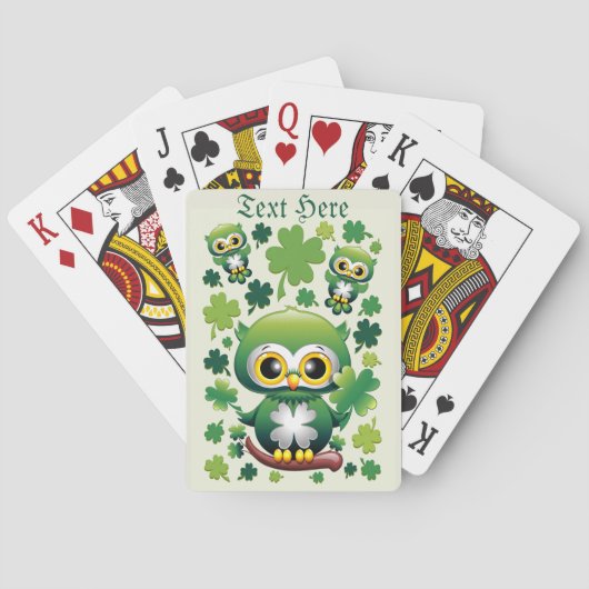 Baby Uil Schattig St Patrick Cartoon Pokerkaarten (Achterkant)