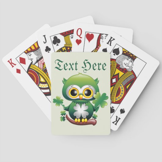 Baby Uil Schattig St Patrick Cartoon Pokerkaarten (Achterkant)