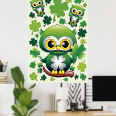 Baby Uil Schattig St Patrick Cartoon Poster (Thuiskantoor)