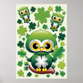 Baby Uil Schattig St Patrick Cartoon Poster (Voorkant)