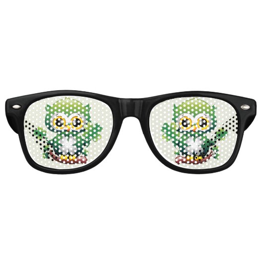 Baby Uil Schattig St Patrick Cartoon Retro Zonnebril (Voorkant)
