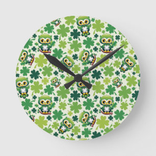 Baby Uil Schattig St Patrick Cartoon Ronde Klok