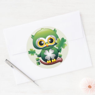 Baby Uil Schattig St Patrick Cartoon Ronde Sticker