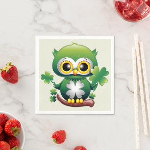Baby Uil Schattig St Patrick Cartoon Servet