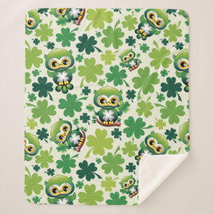 Baby Uil Schattig St Patrick Cartoon Sherpa Deken
