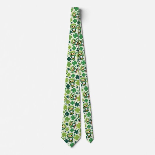 Baby Uil Schattig St Patrick Cartoon Stropdas (Voorkant)