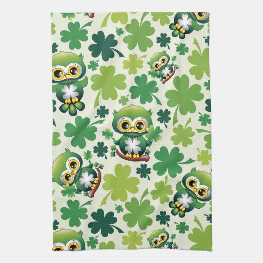 Baby Uil Schattig St Patrick Cartoon Theedoek (Verticaal)