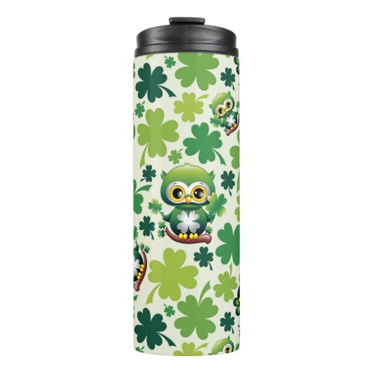 Baby Uil Schattig St Patrick Cartoon Thermosbeker (Voorkant)