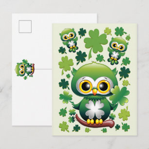 Baby Uil Schattig St Patrick Cartoon Uitnodiging Briefkaart