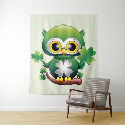 Baby Uil Schattig St Patrick Cartoon Wandkleed (In situ)
