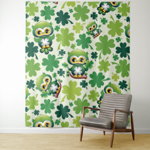 Baby Uil Schattig St Patrick Cartoon Wandkleed