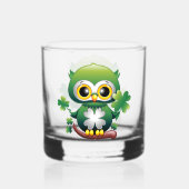 Baby Uil Schattig St Patrick Cartoon Whisky Glas (Achterkant)