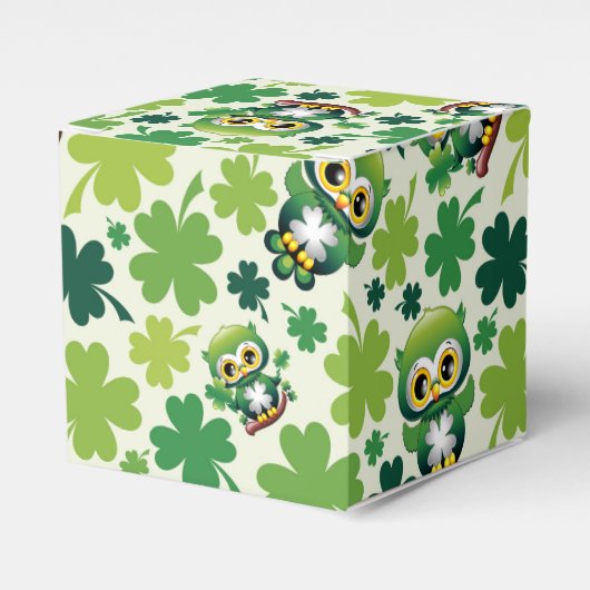 Baby Uil Schattige St Patrick Cartoon Bedankdoosjes (Voorkant Zijde)