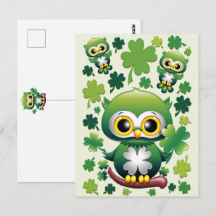 Baby Uil Schattige St Patrick Cartoon Briefkaart