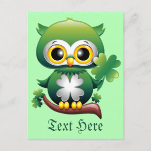 Baby Uil Schattige St. Patrick Cartoon Briefkaart