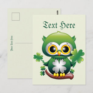 Baby Uil Schattige St. Patrick Cartoon Briefkaart
