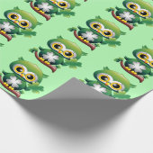 Baby Uil Schattige St Patrick Cartoon Cadeaupapier (Hoek)