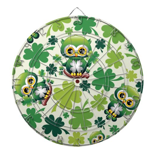 Baby Uil Schattige St. Patrick Cartoon Dartbord (Voorkant)
