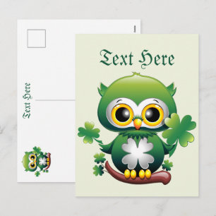 Baby Uil Schattige St. Patrick Cartoon Feestdagenkaart