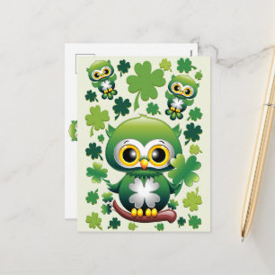 Baby Uil Schattige St Patrick Cartoon Feestdagenkaart