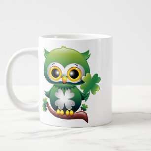 Baby Uil Schattige St. Patrick Cartoon Grote Koffiekop