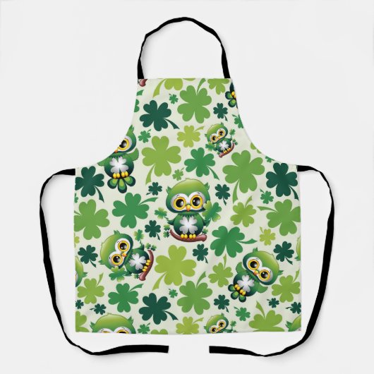 Baby Uil Schattige St. Patrick Cartoon Schort (Voorkant)