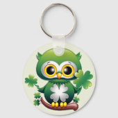 Baby Uil Schattige St Patrick Cartoon Sleutelhanger (Voorkant)