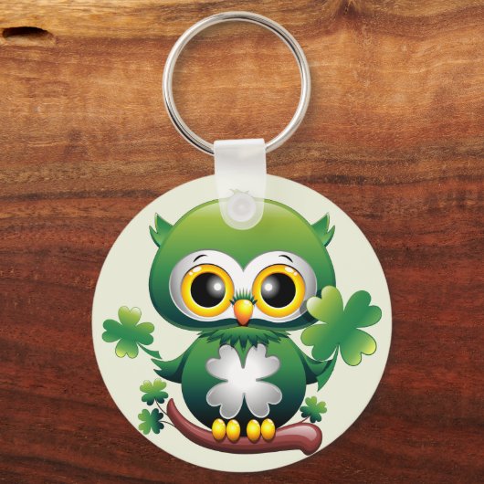 Baby Uil Schattige St Patrick Cartoon Sleutelhanger (Voorkant)