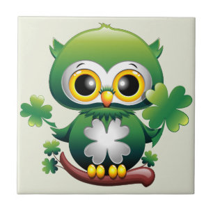 Baby Uil Schattige St. Patrick Cartoon Tegeltje