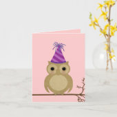 Baby Uil Verjaardag Kaart (Gele Bloem)