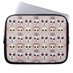 Baby-uilen op roze patroon laptop sleeve
