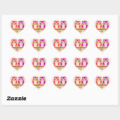 Baby Uilen - Roze en Paarse Meisjes - Hart Sticker (Vel)