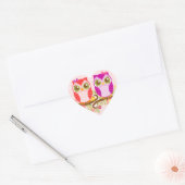 Baby Uilen - Roze en Paarse Meisjes - Hart Sticker (Envelop)
