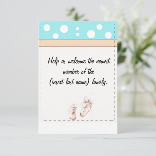 Baby Uitnodigen Kaart (Staand voorkant)