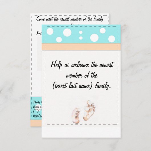 Baby Uitnodigen Kaart (Voorkant / Achterkant)