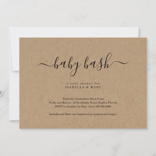 Baby Uitnodiging Baby shower Bash (Voorkant)