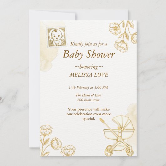 Baby Uitnodiging - Cute Stempel (Voorkant)