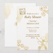 Baby Uitnodiging - Cute Stempel (Voorkant / Achterkant)