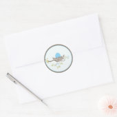Baby Uitnodiging/Favor Sticker - Blauw ei in Nest (Envelop)