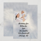 Baby uitnodiging met lichtblauwe achtergrond (Voorkant / Achterkant)