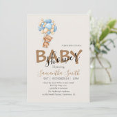 Baby Uitnodiging tot bruine ballonnen (Staand voorkant)