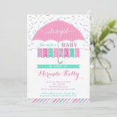 Baby Uitnodiging/Uitnodiging paraplu Kaart (Staand voorkant)