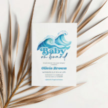 Baby Uitnodiging voor Baby shower aan boord, Surf 