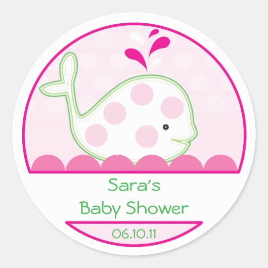 Baby Uitnodiging voor Favor Sticker - Baby Girl Wh (Voorkant)