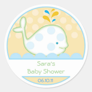 Baby Uitnodiging voor Favor Sticker - Baby Whale