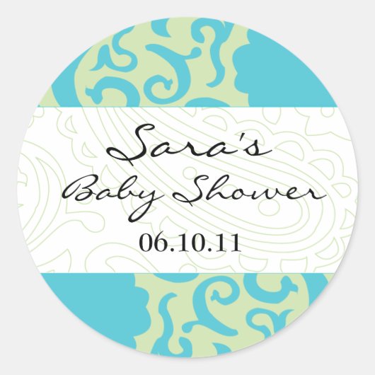Baby Uitnodiging voor Favor Sticker - Fun Fabric (Voorkant)