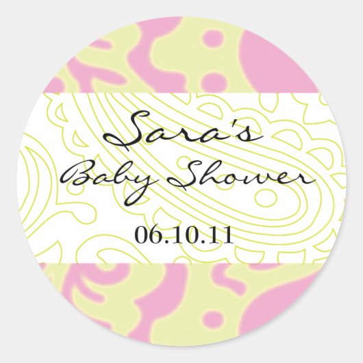 Baby Uitnodiging voor Favor Sticker - Fun Fabric (Voorkant)